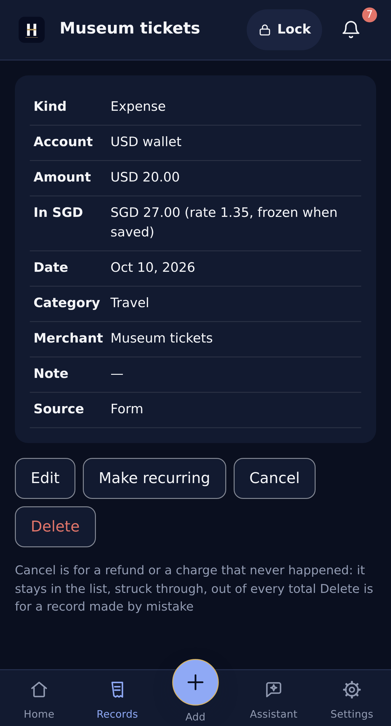 USD museum payment with its recorded exchange rate